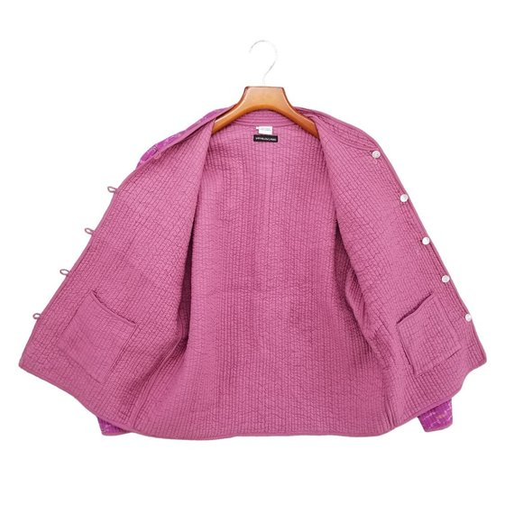 Sam Hilu Silk Reversible Jacket Womens Pink Purple Button Front Size S - Picture 5 of 13